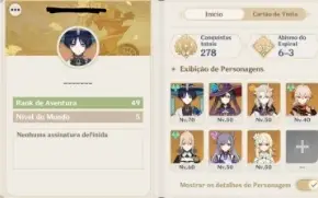 Conta Genshin AR-49 - Scara, Albedo e Kazuha + 3 Mochileiros
