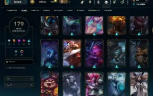 Conta Ouro 1 com TODOS os champs e 179 Skins