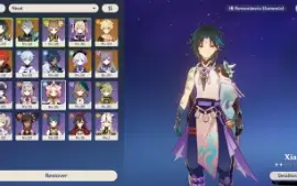 Conta Genshin Xiao+bis e Alhaitham com Qiqi, Diluc e Keqing