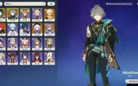 Conta Genshin Xiao+bis e Alhaitham com Qiqi, Diluc e Keqing