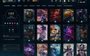 Bronze 4 com TODOS os Champs e 182 Skins ( JG / MID / TOP )