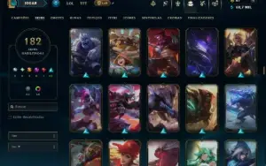 Bronze 4 com TODOS os Champs e 182 Skins ( JG / MID / TOP )