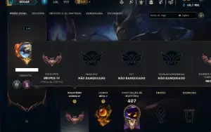 Bronze 4 com TODOS os Champs e 182 Skins ( JG / MID / TOP )