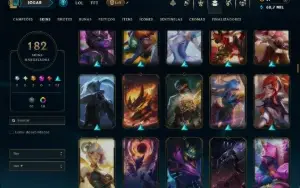 Bronze 4 com TODOS os Champs e 182 Skins ( JG / MID / TOP )