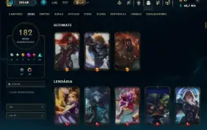 Bronze 4 com TODOS os Champs e 182 Skins ( JG / MID / TOP )