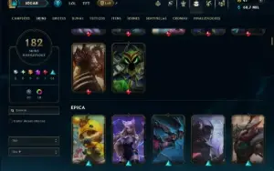 Bronze 4 com TODOS os Champs e 182 Skins ( JG / MID / TOP )