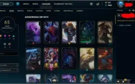 Conta lol, platina 1, 65 skins e 122 champions