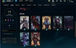Conta bronze 2 com 60 Champs e 19 Skins + 13 Fragmentos