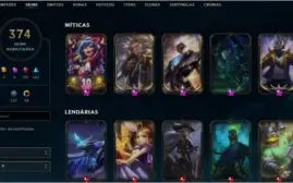 League Of Legends - 374 skins - 100 Pontos de Prestigio