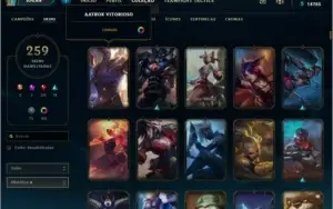 CONTA PLATINA 259 SKINS, INCLUINDO 2 LENDÁRIAS, SONA E MF.