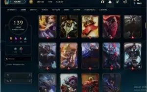 CONTA LOL COM 139 SKINS + 126 EMOTES + PASSE TFT
