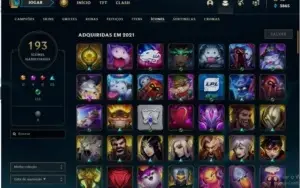 CONTA LOL COM 139 SKINS + 126 EMOTES + PASSE TFT
