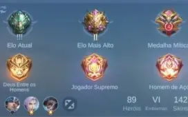 Conta mobile legends épico 2 com 89 personagens e 142 skins