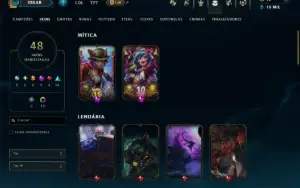 Ouro 1 com 130 Champs e 48 Skins +6 Vitoriosas
