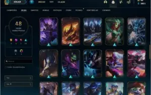 Conta ouro 3 com 48 skins e 57 champs