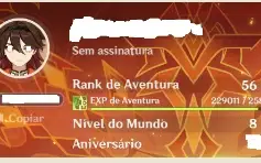 Conta Genshin AR57 Com Varios T5