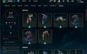 Conta Platina 4 com TODOS os champs e 244 Skins + 10 Miticas
