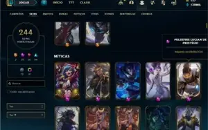 Conta Platina 4 com TODOS os champs e 244 Skins + 10 Miticas