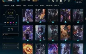 Bronze 3 com TODOS os champs e 303 Skins ( Nivel 490 )