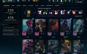 Bronze 3 com TODOS os champs e 303 Skins ( Nivel 490 )