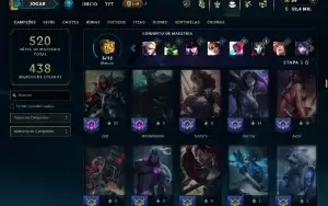 Bronze 3 com TODOS os champs e 303 Skins ( Nivel 490 )