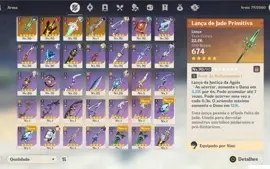 Conta AR57 Hutao, zhongli, kazuha,13 personagens 5 estrelas,