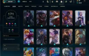 Bronze 1 com 150 Champs e 171 Skins ( Mais de 120 Jogos )