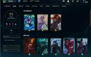 Conta ouro 4 com 62 Champs e 25 Skins + 3 Ultimates