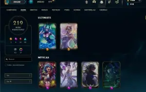 Prata 2 com 140 Champs e 219 Skins + 2 Prestigios + 1400 RP