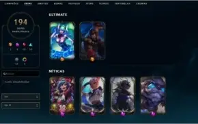Conta LOL LV. 205 - TODOS OS CHAMPS - 194 SKINS -  PLAT 3