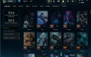 CONTA LOL - LVL 287 - 125 Champions - 86 Skins - FULL ACESSO