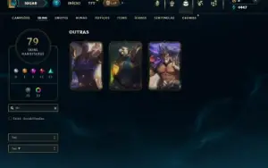 Unranked com 110 Champs e 79 Skins + 3 Vitoriosas