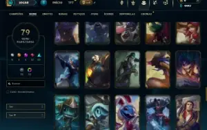 Unranked com 110 Champs e 79 Skins + 3 Vitoriosas