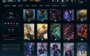 Unranked com 110 Champs e 79 Skins + 3 Vitoriosas