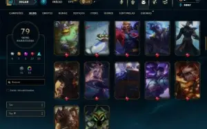 Unranked com 110 Champs e 79 Skins + 3 Vitoriosas