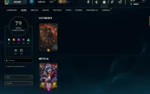 Unranked com 110 Champs e 79 Skins + 3 Vitoriosas
