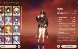Hutao , venti , qiqi , mona ,harpa e espinha