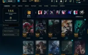 Platina 1 com 85 Champs e 33 Skins