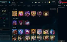 NEGOCIAVEL LEAGUE 222 SKINS 235 ICONES 115 CAMPEOES LVL 336
