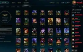 Conta de League Of Legends, Unranked, 35 Campeões, 8 Skins