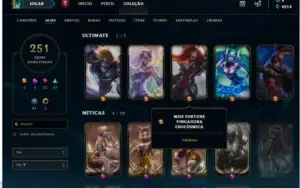 Conta lol 251 skins todas as lendárias Plat 2