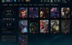 Unranked com 150 Champs e 117 Skins ( MID / JG / TOP )