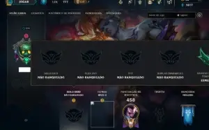 Unranked com 150 Champs e 117 Skins ( MID / JG / TOP )