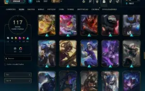 Unranked com 150 Champs e 117 Skins ( MID / JG / TOP )