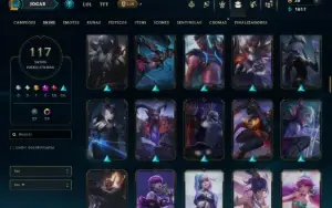 Unranked com 150 Champs e 117 Skins ( MID / JG / TOP )
