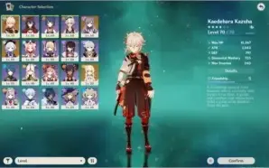 Conta genshin impact Ar 42  Kazuha + Keqing + Qiqi