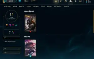Unranked com 55 Champs e 14 Skins + 22 Fragmentos