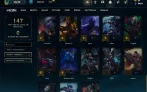 Unranked com 55 Champs e 14 Skins + 22 Fragmentos