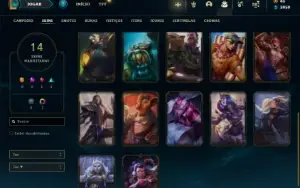 Unranked com 55 Champs e 14 Skins + 22 Fragmentos