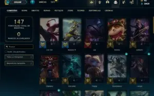 Unranked com 55 Champs e 14 Skins + 22 Fragmentos